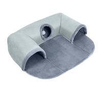 Túnel De Camas Para Gatos - Cama Grande Cueva En Forma De U De 29.53 X 21.65 Pulgadas Con Juguete De Peluche Interactivo, Pasaje De Terciopelo Lavable | Bolsa Plegable Y Desmontable Para Mascotas De