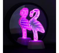 Túnel de doble cara con luz 3D de espejo infinito, LED de flamenco, cactus, estrellas, corazón, unicornio, letrero, túnel, espejo, fiesta, decoración del hogar 2.95 x 7.36 x 2 .83〃 Flamingo