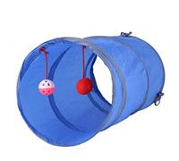 Túnel de Gato Plegable Gavigain, diseño Resistente y Seguro, Campana interactiva y Pelota de Felpa, Ahorro de Espacio, Resistente, para Gatos y Gatitos (Blue)