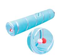 Túnel de Juego para Gatos Plegable de Nailon Azul Tipo Tubo