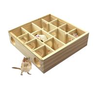 Túnel de Laberinto de Madera de hámster - Juguete Interactivo de Madera Natural para pequeñas Mascotas | Mazer Gerbil con Cubierta de Vidrio, túnel de Rompecabezas de roedores, casa de ratón