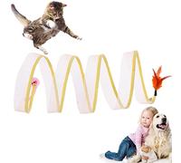 Túnel de resorte de gato abierto - Resorte de túnel de gato tipo S,Nido de túnel de gato con bolas y gato arrugado avance interactivo para ratón Tumotsit
