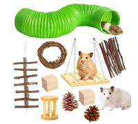 Túnel Para Animales Pequeños - Juguete Portátil Para Conejo, Tubo Plegable Transpirable, Refugio De Juego Sostenible | Palitos De Masticar Naturales Para Hamster, Condón De Indias, Accesorios De