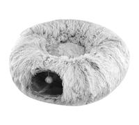 Túnel para cama de donut para gatos, cama tipo túnel para gatos 2 en 1, donut de felpa, juguete plegable, extraíble y lavable de 33, 5 x 10, 3 pulgadas para cachorros pequeños, medianos y conejos