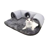 Tunel para Gatos, 2 en 1, túnel para Gatos de Interior, con Cama de Felpa, Bola de Felpa Blanca, túneles interactivos para de Interior, Suministros de Invierno para Mascotas
