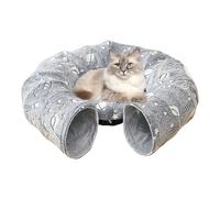 Túnel para Gatos con Cama - Cama Donut para Gatos - Juguete Interactivo con Cojín de Peluche y Fosforescente para Descansar Dormir Razas Pequeñas Medianas Grandes