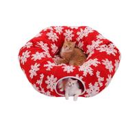 Túnel para gatos con cama de Navidad, nido de dona de gato, tapete de túnel de felpa para gatitos, para balcón, ejercicio de enriquecimiento de invierno, dormir, hogar, dormitorio, sala de estar