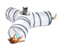 Túnel para gatos de tres vías, juguete interactivo plegable para gatos, tubo de juego para animales, crea tus propios trajes divertidos para tu compañero felino (blanco)