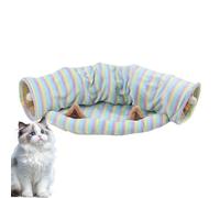 Túnel para gatos, gran juguete en forma de casa plegable con rompecabezas | túneles y tubos para gatos con rayas multicolores, para cumpleaños, Navidad, animales de compañía