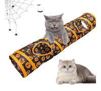 Túnel para gatos, juguete plegable para gatitos aburridos con agujero de mirada | Juguetes de enriquecimiento de gatos con patrón de calabaza para gatos, gatitos, conejos, cachorros, juguete