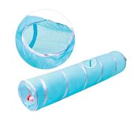 Túnel para Gatos Pequeños Plegable de Nailon, Dos Vías, Azul | Ahorra Espacio, Ligero Estructura de Acero, Bola Colgante, para Conejos y Cobayas