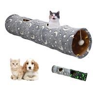 Túnel para Gatos, túnel Plegable de 47 Pulgadas con Pelotas de Peluche, Tubos y túneles autoluminosos, Juguetes para Gatos de Interior, Conejos, Gatitos, Hurones