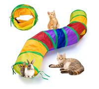Túnel para gatos, túnel, plegable, juguete para gatitos, cachorros, conejos, interior y exterior (túnel colorido de 2 vías)