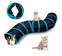 Túnel para gatos, túnel, plegable, juguete para gatitos, cachorros, conejos, interior y exterior (túnel negro de 2 vías)