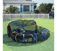 Túnel y tienda de campaña para gatos al aire libre, color arcoíris, recinto de malla con túnel de conexión