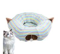Túneles De Juego para Gatos,Casa Grande Plegable con Cama Y Juguete Lavable - Colorido Laberinto con Rayas para Gatos De Interior - para Cumpleaños Navidad Gatito Mascota Fiesta Y Pequeños Animales