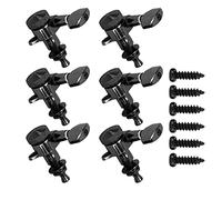 Tuners de bloqueo de guitarra Cadena de bloqueo de aleación premium Cabeza de clavija de ajuste sellado cabezales para guitarras eléctricas acústicas Black 6 Pack (Seis botones de juego derecho)