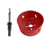 TUNEZ® Sierra perforadora M42 bimetálica con árbol hexagonal y brocas de metal centrado, kit de sierra de corona para madera, metal, yeso y chapa de hierro, tubo de plástico (75 MM)