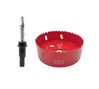 TUNEZ® Sierra perforadora M42 bimetálica con árbol hexagonal y brocas de metal centrado, kit de sierra de corona para madera, metal, yeso y chapa de hierro, tubo de plástico (100 MM)