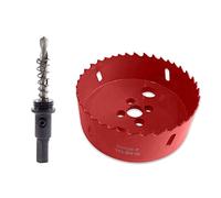 TUNEZ® Sierra perforadora M42 bimetálica con árbol hexagonal y brocas de metal centrado, kit de sierra de corona para madera, metal, yeso y chapa de hierro, tubo de plástico (95 MM)