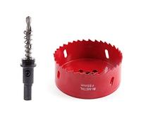 TUNEZ® Sierra perforadora M42 bimetálica con árbol hexagonal y brocas de metal centrado, kit de sierra de corona para madera, metal, yeso y chapa de hierro, tubo de plástico (85 MM)