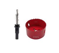 TUNEZ® Sierra perforadora M42 bimetálica con árbol hexagonal y brocas de metal centrado, kit de sierra de corona para madera, metal, yeso y chapa de hierro, tubo de plástico (65 MM)