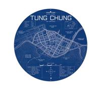 Tung Chung Hong Kong Technical Grid Island Adventure - Placa de metal para decoración de pared para cafetería, cueva de hombre, club, bar, oficina, hogar, jardín, póster redondo de metal de 20 x 20 cm
