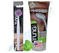 TUNG - Kit de limpieza de lengua, cepillo TUNG y gel natural de chorro de menta, eliminador de olores contra el mal aliento, defensa de la halitosis, fabricado en Estados Unidos (juego de 1)