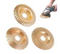 Tungsten Carbide Grinding Wheel Wood Carving Set - 3-Piece Gold Wood Sanding Discs for Angle Grinder, Fast Cutting, Durable & Precise Carving (22mm-3pcs)