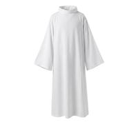Túnica de clero para hombres, Vestimenta de coro y adoración, Túnica larga de iglesia, Sotana de predicador de manga, Atuendo de ceremonia religiosa, Blanco, Talla M