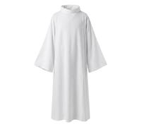 Túnica de clero para hombres, Vestimenta de coro y adoración, Túnica larga de iglesia, Sotana de predicador de manga, Atuendo de ceremonia religiosa, Blanco, Talla XL