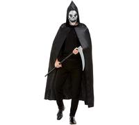 Túnica De La Parca + Máscara + Guadaña Para Hombre Disfraz De Halloween Negro