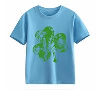 Túnica de mujer de manga larga elegante sin mangas camiseta St Day Middle and Large Children's Retro Personality 2D Printing Children's Loose Short Sleeved Tabla de tallas para mujer, azul claro, 8-9