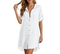 Túnica de playa para mujer, bikini cubierta, blusa de playa con capucha, camisa de playa, cuello de solapa, poncho de playa, traje de baño, camiseta hasta la rodilla, vestido de playa, vestido de