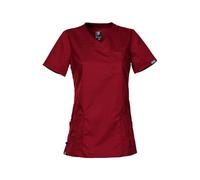 Túnica elástica con Cuello en V para Mujer Victoria, Uniforme médico de enfermería, Túnica Antideslizante, Top de Manga Corta, Chaqueta de Chef, Uniforme de Chef con Spandex Rojo Vino M