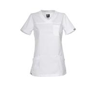 Túnica elástica con Cuello en V para Mujer Victoria, Uniforme médico de enfermería, Túnica Antideslizante, Top de Manga Corta, Chaqueta de Chef, Uniforme de Chef con Spandex Blanco 3XL