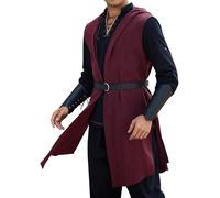 Túnica Medieval para Hombre Camisa vikinga Vintage renacentista Fancy Dress Cuello V Manga Larga Blusa de Pirata Larp Cosplay