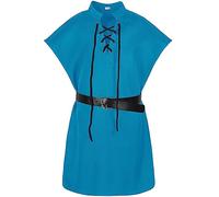 Túnica Medieval para Niños Disfraz de Halloween Blusa Cosplay sin Cinturón con Cordones Decorativos (Blue, 8-9 Years)