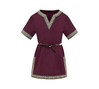 Túnica Medieval para Niños Disfraz de Halloween Niño Renacimiento Guerrero Caballero Camisas Vintage Blusa Niños Cosplay(Sin Cinturón)