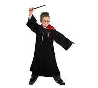 Túnica oficial de lujo Rubies de Harry Potter Gryffindor para niños: capa con capucha, escudo y forro de satén para Halloween. Carnaval