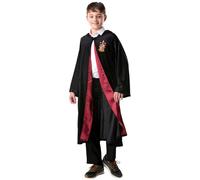 Túnica oficial de lujo Rubies de Harry Potter Gryffindor para niños: capa con capucha, escudo y forro de satén para Halloween.