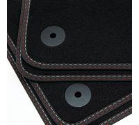 tuning-art BDN153 Alfombrillas para Seat Leon 2 1P 2005-2012 Double Couture, Costura:Rojo/Plata