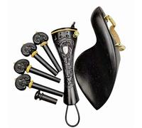 Tuning Pegs De Madera De Ébano Conjunto de madera ébano, patrones tallados, accesorios for violín, clavija, cordal, barbilla, pasador, tornillo instalado, afinador, cola, tripa