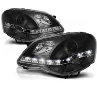 Tuning Tec Faro LED Luz Diurna Óptica Para VW Polo 9N3 05-09 Negro