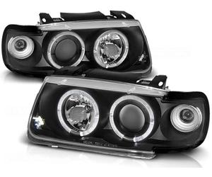 Tuning-Tec Scheinfaros Angel Eyes LED Para VW Polo 6N 94-99 Negro Delanteros