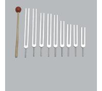 Tuningforkshop Juego de 9 tenedores de afinación Solfeggio para curación con bolsa + mazo