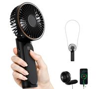 TUNISE Ventilador Portátil Recargable 4000mAh - Ventilador de Cuello/Mano USB-C IPX4, 6 Velocidades Silencioso 20dB, mini ventilador portatil 180° para Viajes/Oficina/Playa.