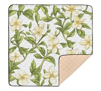 Tunisia Jasmine Beauty Summer Flowers Green Large Elegante Baby Gym & Activity Mat para interiores y exteriores, cómoda alfombrilla para bebés y bebés, 50 x 50 pulgadas