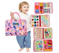 TUNJILOOL Montessori Busy Board - Libro de Actividades sensoriales 8-en-1 con páginas Desmontables, Ideal para Viajes, Desarrollo de destrezas motoras Finas y educación Preescolar