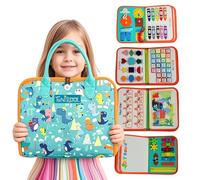 TUNJILOOL Montessori Busy Board - Libro de Actividades sensoriales 8-en-1 con páginas Desmontables, Ideal para Viajes, Desarrollo de destrezas motoras Finas y educación Preescolar